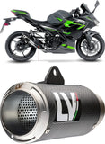 Terminale Di Scarico Senza Omologazione Suono Lv Corsa Carbonio Fondello Acciaio - Leovince Compatibile Con Kawasaki Z 400 (2019-2021)