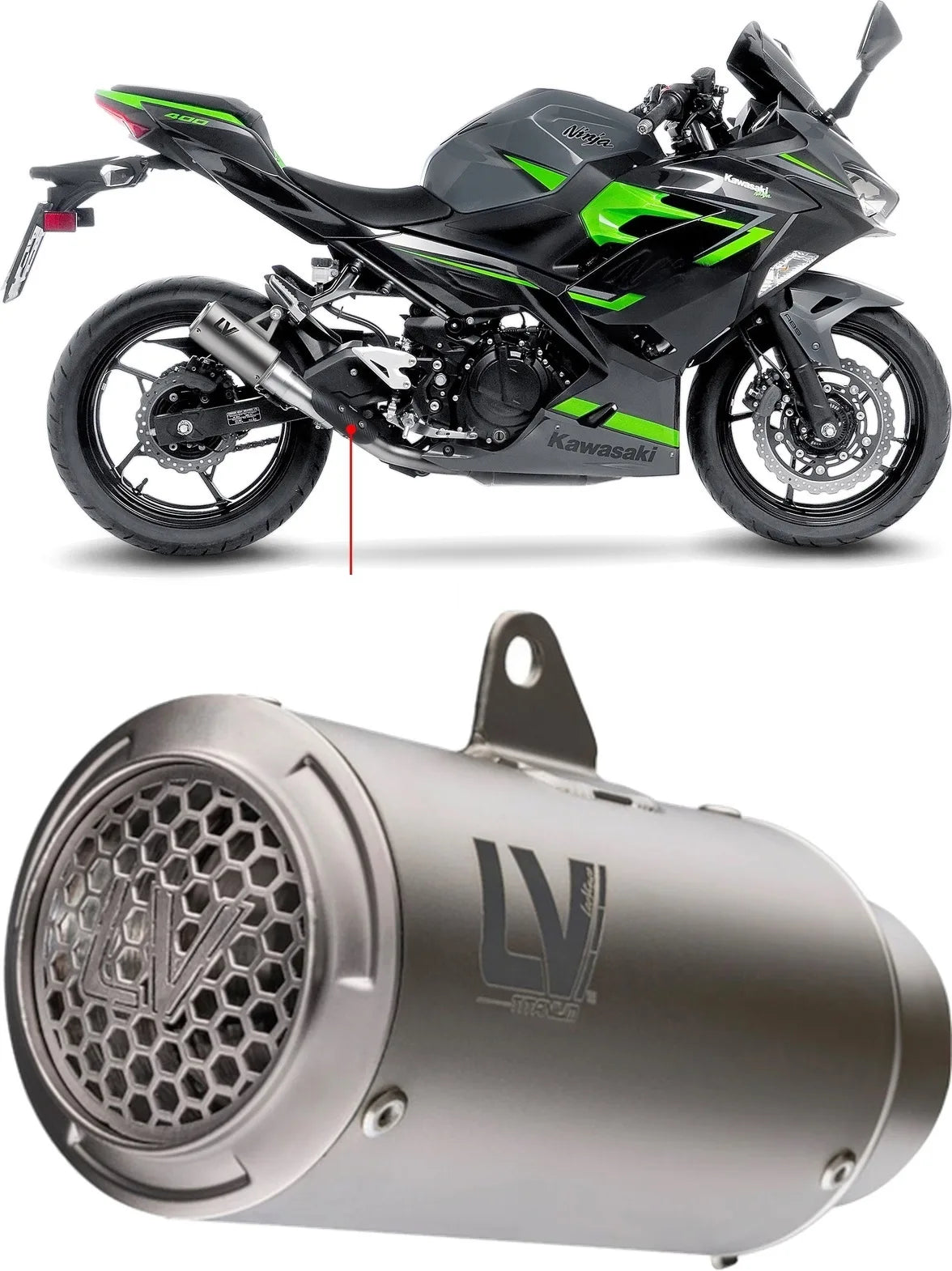 Terminale Di Scarico Senza Omologazione Suono Lv Corsa S Titanio Fondello Acciaio - Leovince Compatibile Con Kawasaki Z 400 (2019-2021)