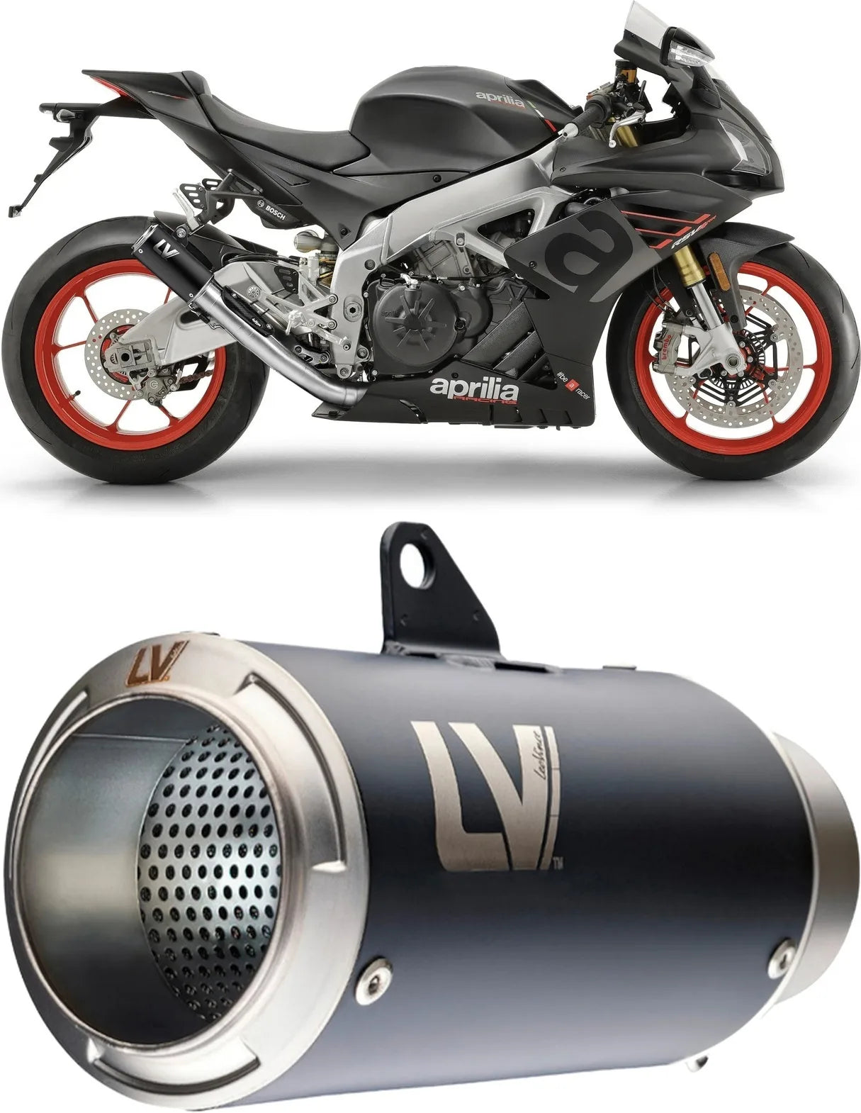 Terminale Di Scarico Senza Omologazione Suono Lv Corsa Acciaio Nero Fondello Acciaio - Leovince Compatibile Con Aprilia Tuono V4 1100 Factory (2019-2020)