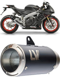 Exhaust Tip Without Sound Certification Lv One Evo Stainless Steel Carbon Fiber End Cap - Leovince Compatible With Gilera Gp 800 (2008-2015)