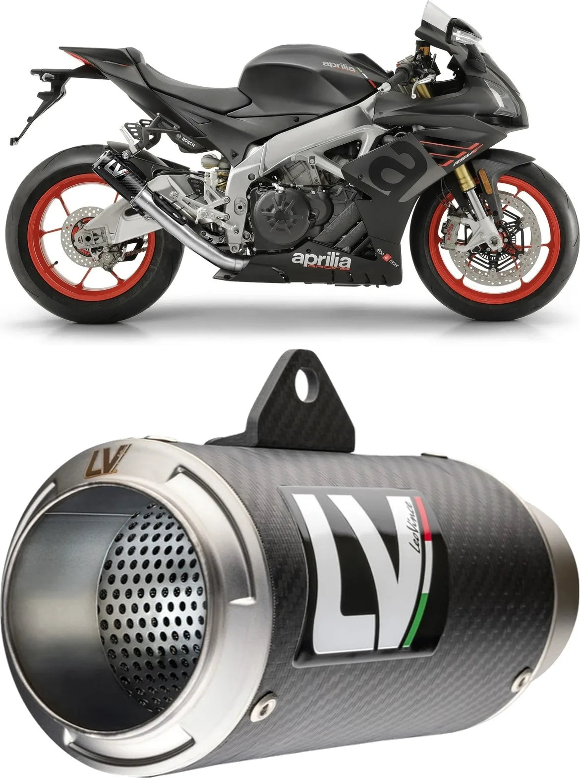 Terminale Di Scarico Senza Omologazione Suono Lv Corsa Carbonio Fondello Acciaio - Leovince Compatibile Con Aprilia Rsv4 1100 Factory (2021-2024)