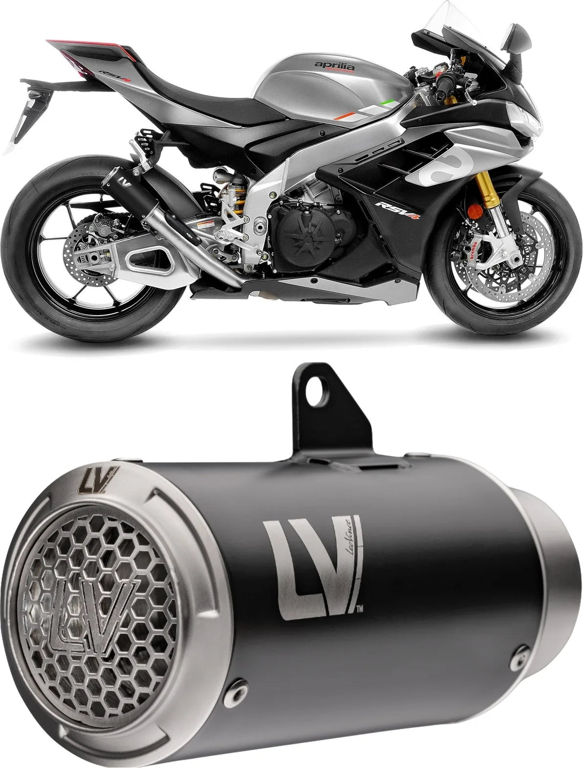 Terminale Di Scarico Senza Omologazione Suono Lv Corsa S Acciaio Nero Fondello Acciaio - Leovince Compatibile Con Aprilia Rsv4 1100 Factory (2021-2024)