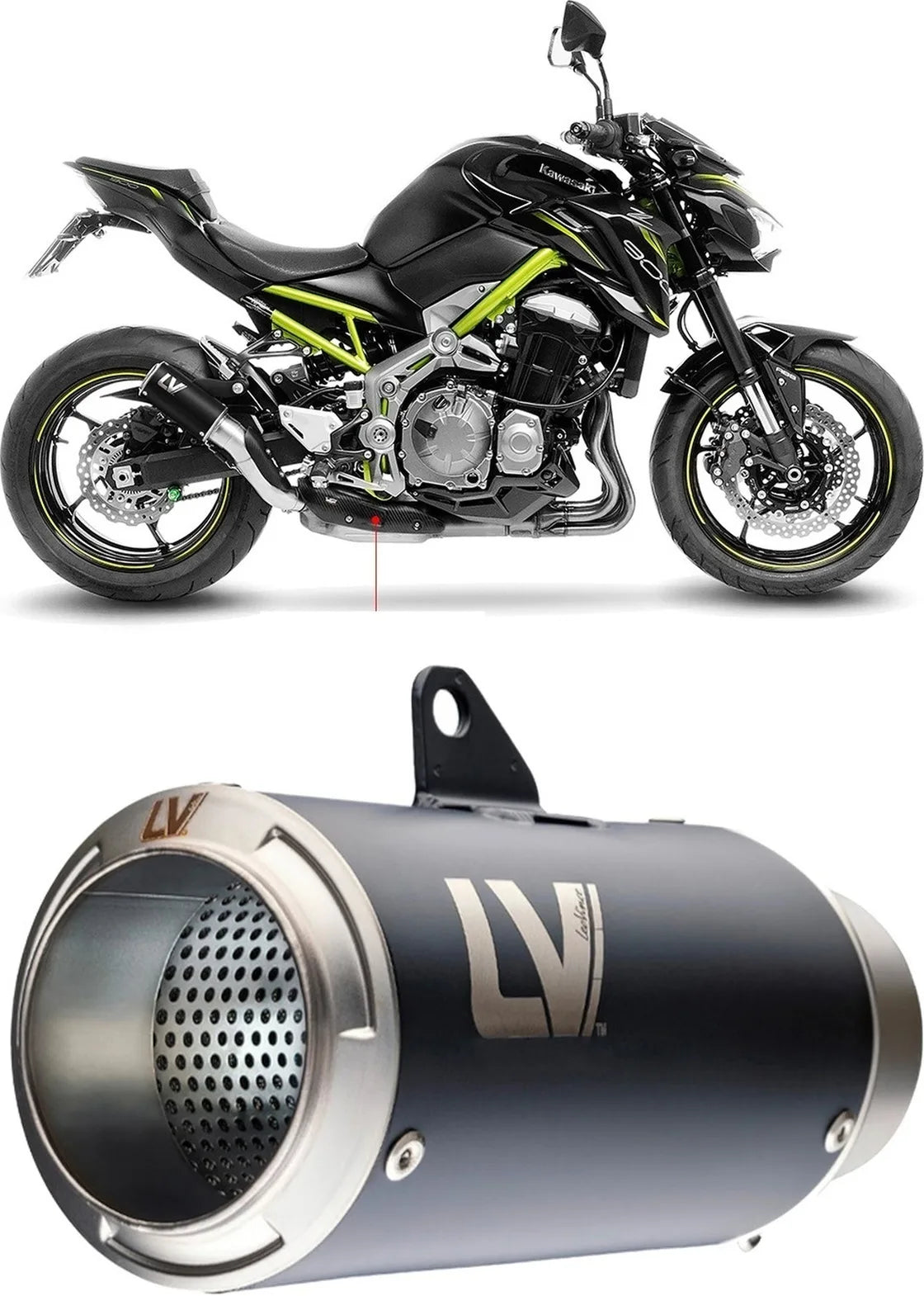 Terminale Di Scarico Senza Omologazione Suono Lv Corsa Acciaio Nero Fondello Acciaio - Leovince Compatibile Con Kawasaki Z 900 (2025-2026)