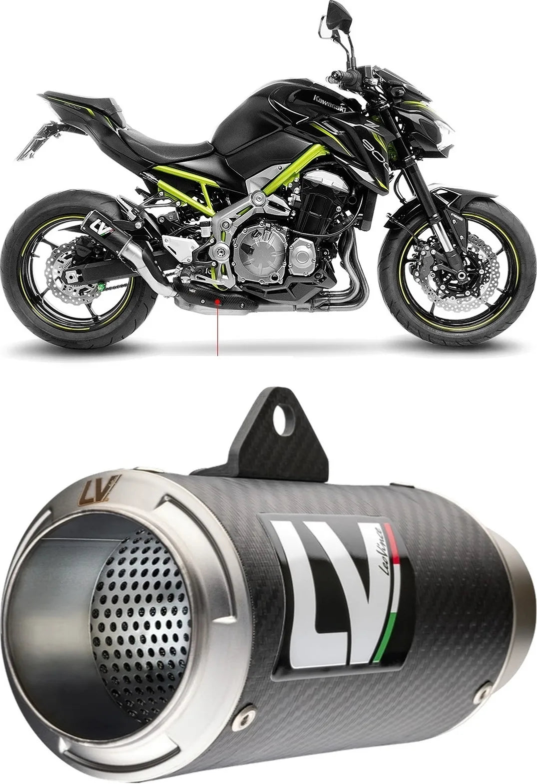 Terminale Di Scarico Senza Omologazione Suono Lv Corsa Carbonio Fondello Acciaio - Leovince Compatibile Con Kawasaki Z 900 (2017-2019)