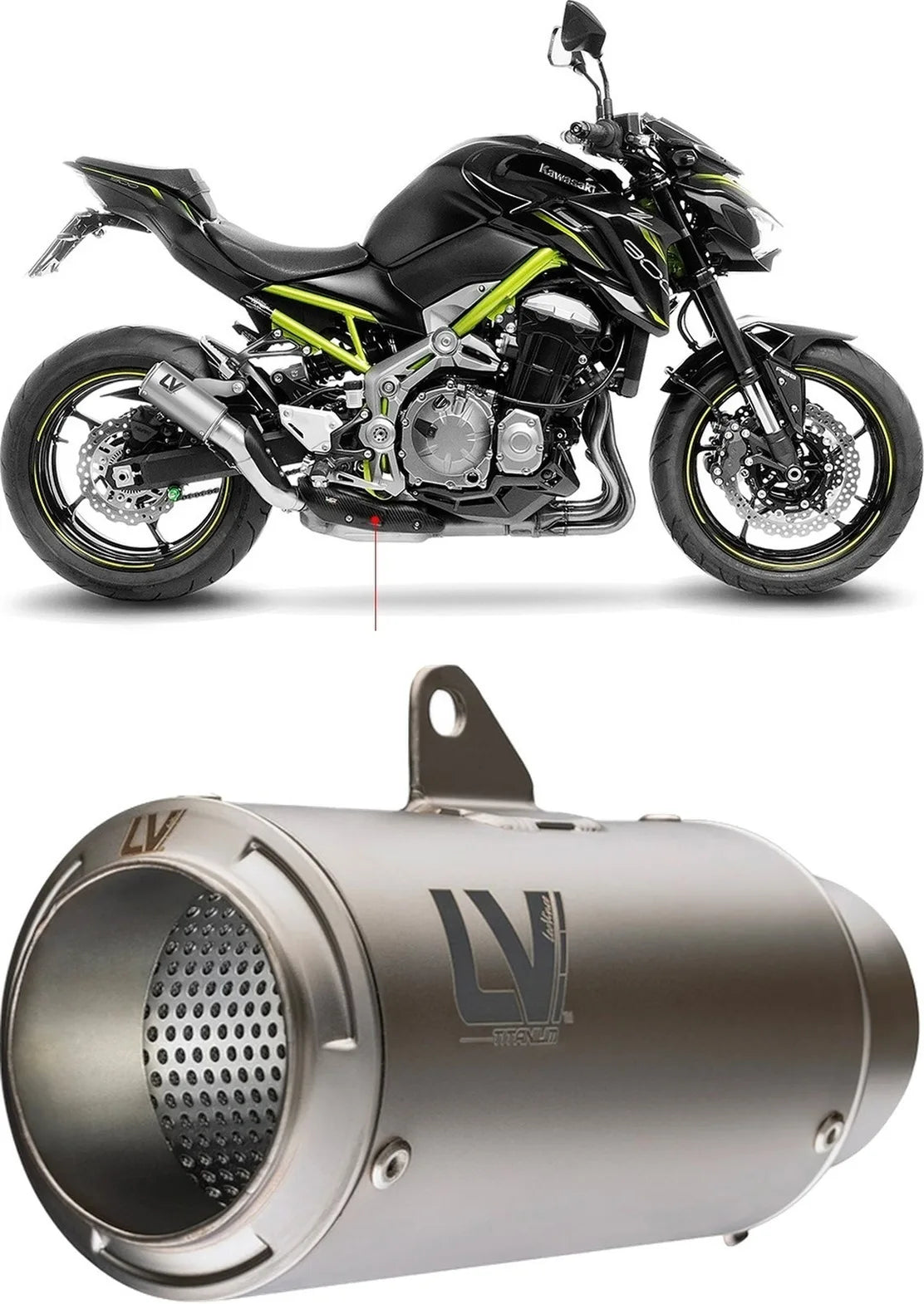 Terminale Di Scarico Senza Omologazione Suono Lv Corsa Titanio Fondello Acciaio - Leovince Compatibile Con Kawasaki Z 900 (2017-2019)