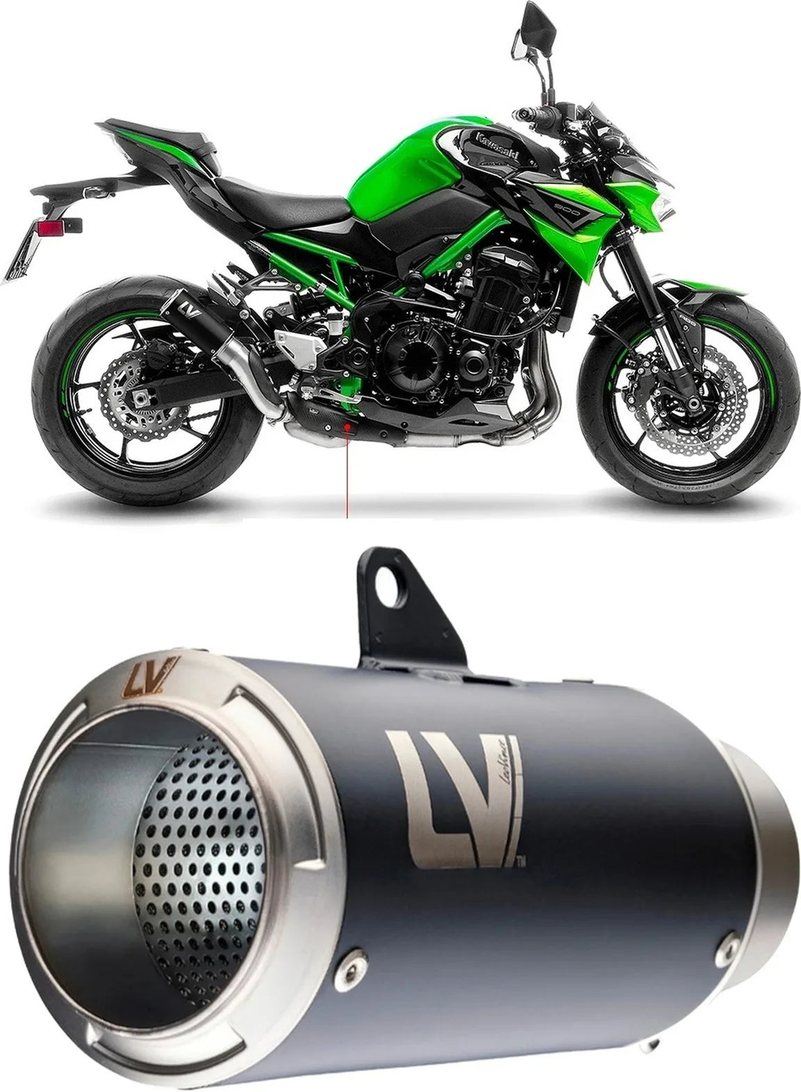 Terminale Di Scarico Senza Omologazione Suono Lv Corsa Acciaio Nero Fondello Acciaio - Leovince Compatibile Con Kawasaki Z 900 (2020-2024)