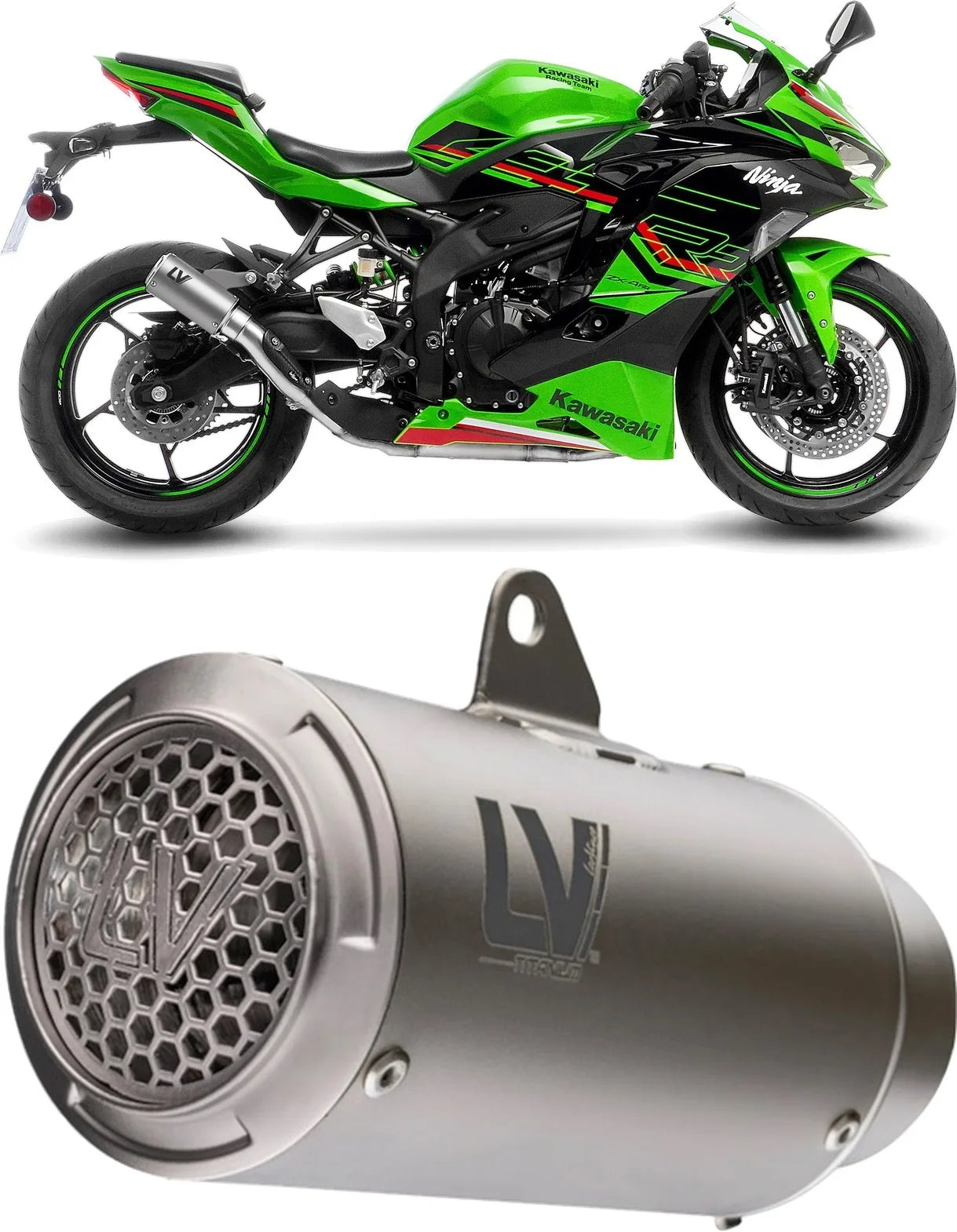 Terminale Di Scarico Senza Omologazione Suono Lv Corsa S Titanio Fondello Acciaio - Leovince Compatibile Con Kawasaki Zx 4R (2024-2026)