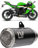 Terminale Di Scarico Senza Omologazione Suono Lv Corsa S Acciaio Nero Fondello Acciaio - Leovince Compatibile Con Kawasaki Zx 6R Ninja (2013-2016)
