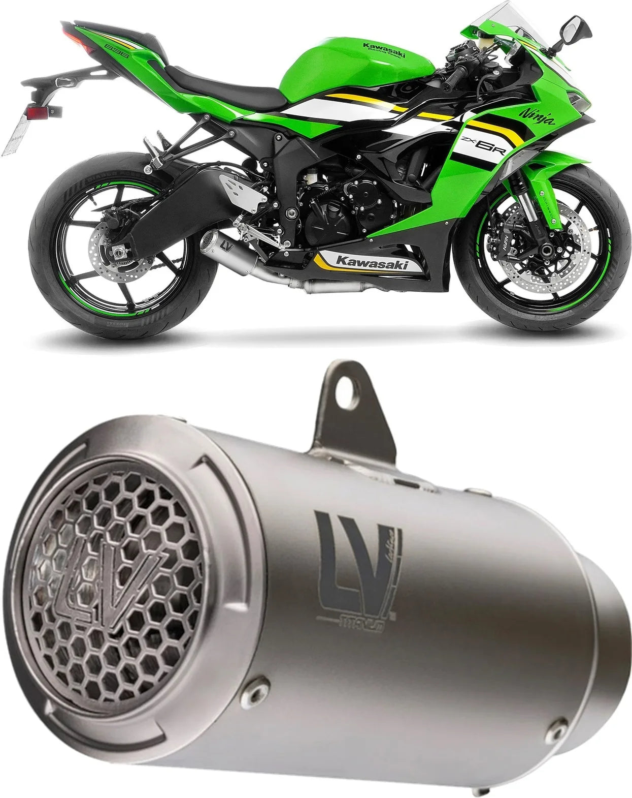 Terminale Di Scarico Senza Omologazione Suono Lv Corsa S Titanio Fondello Acciaio - Leovince Compatibile Con Kawasaki Zx 6R Ninja (2019-2020)