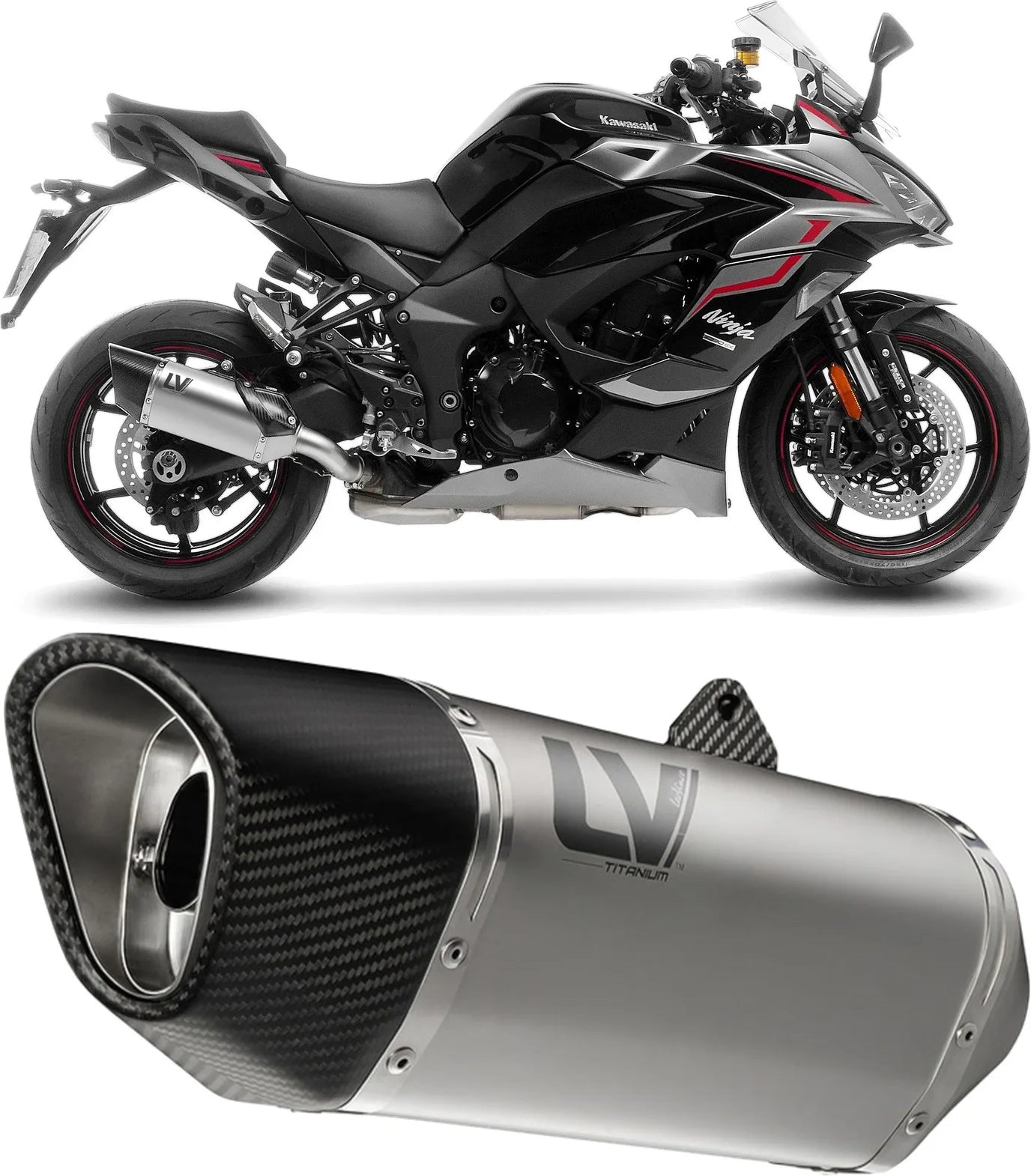 Terminale Di Scarico Senza Omologazione Suono Lv-14 R Titanio Fondello Carbonio - Leovince Compatibile Con Kawasaki Ninja 1100 Sx Tourer (2025-2026)