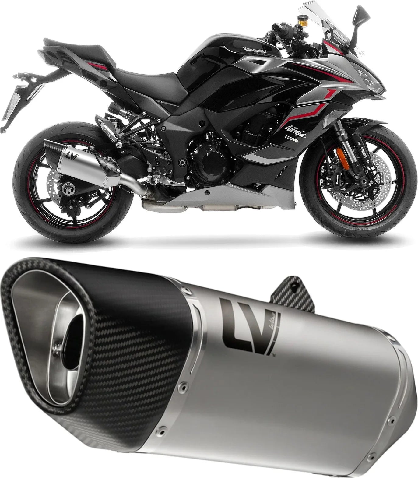 Terminale Di Scarico Senza Omologazione Suono Lv-14 R Acciaio Fondello Carbonio - Leovince Compatibile Con Kawasaki Ninja 1100 Sx Tourer (2020-2024)