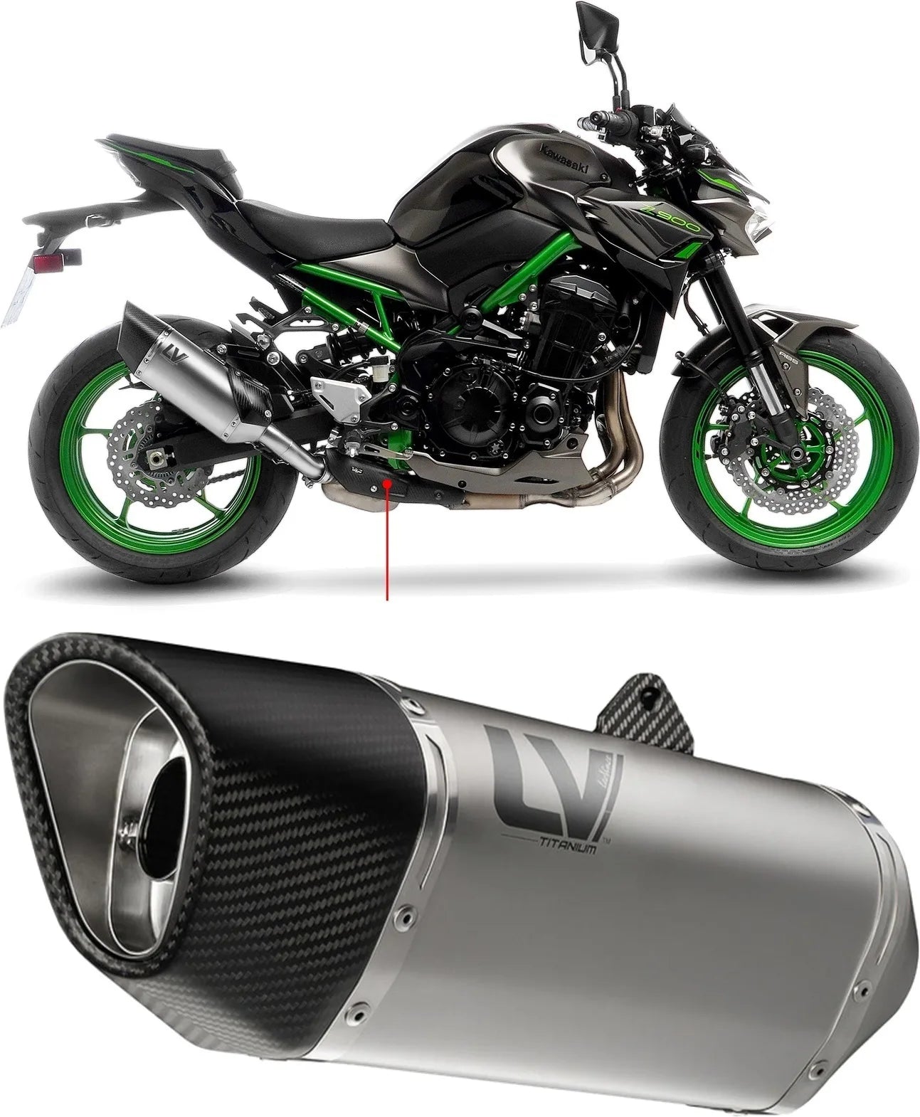 Terminale Di Scarico Senza Omologazione Suono Lv-14 R Titanio Fondello Carbonio - Leovince Compatibile Con Kawasaki Z 900 A2 (2025-2026)