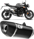 Impianto Di Scarico Completo Non Catalizzato E Senza Omologazione Suono Lv-14 R Acciaio Nero Fondello Carbonio - Leovince Compatibile Con Triumph Street Triple 765 A2 (2023-2024)