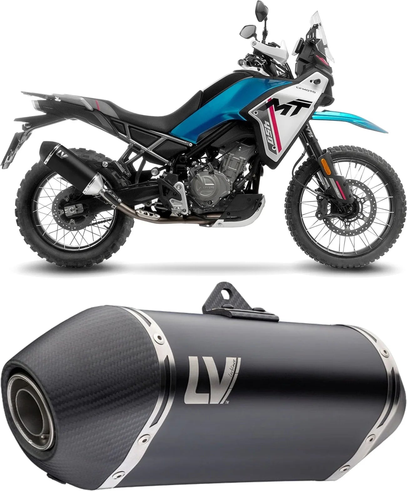 Terminale Di Scarico Senza Omologazione Suono Lv-14 Acciaio Nero Fondello Carbonio - Leovince Compatibile Con Cfmoto 450 Mt (2024)