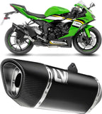 Terminale Di Scarico Senza Omologazione Suono Lv-14 R Acciaio Nero Fondello Carbonio - Leovince Compatibile Con Kawasaki Zx 6R Ninja (2024-2026)