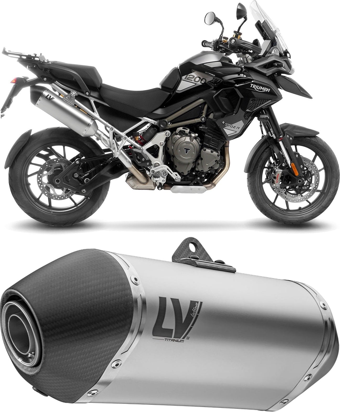 Exhaust Tip Without Sound Certification Lv-14 Titanium Carbon Fiber End Cap - Leovince Compatible With Triumph Tiger 1200 Gt Rally (2022-2024)