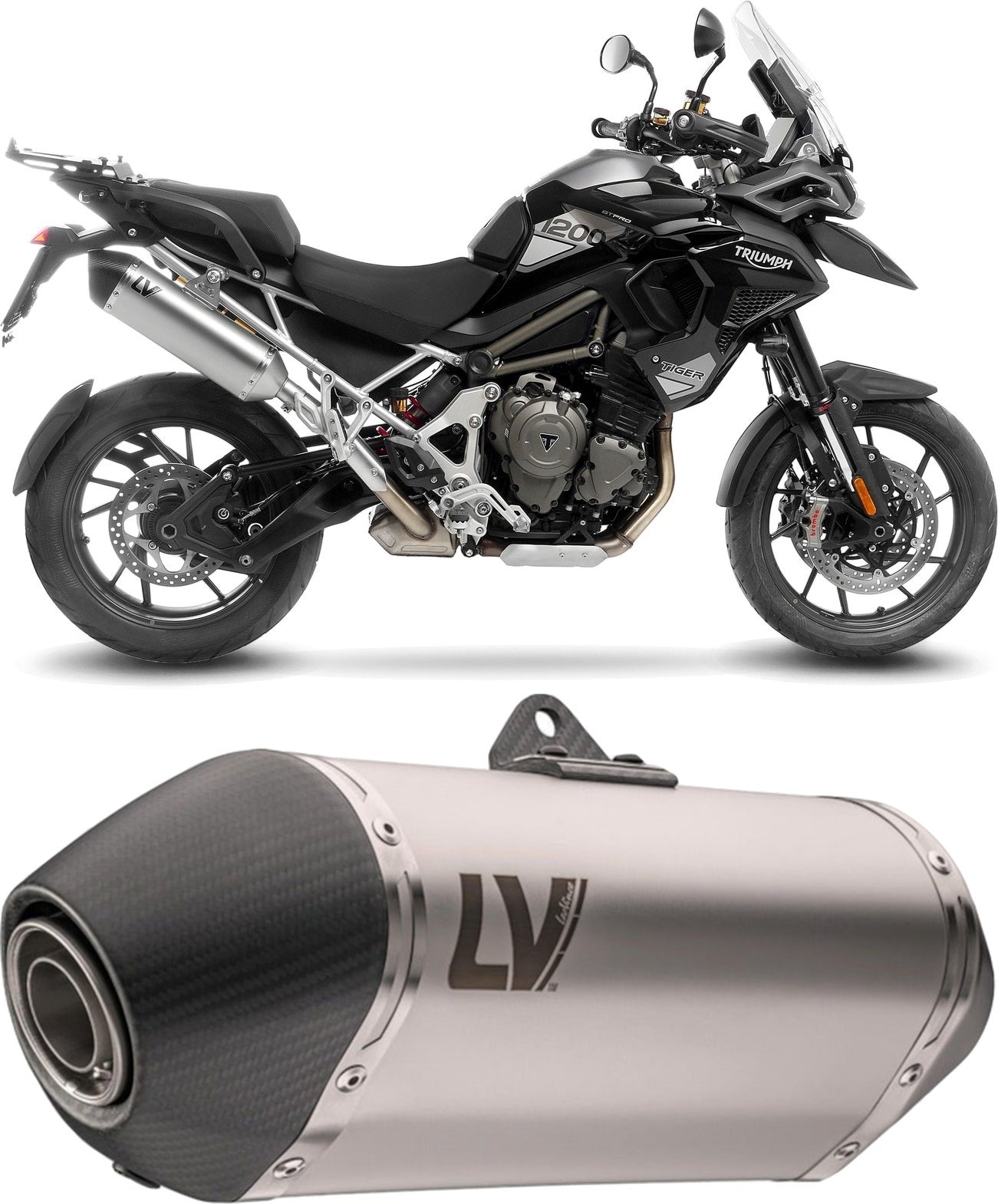 Exhaust Tip Without Sound Certification Lv-14 Stainless Steel Carbon Fiber End Cap - Leovince Compatible With Triumph Tiger 1200 Gt Rally (2025-2026)