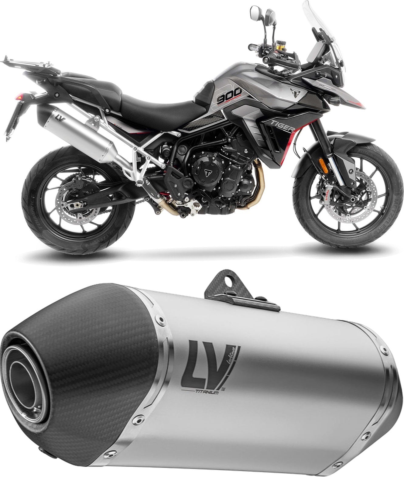 Exhaust Tip Without Sound Certification Lv-14 Titanium Carbon Fiber End Cap - Leovince Compatible With Triumph Tiger 900 Rally Pro (2024-2026)