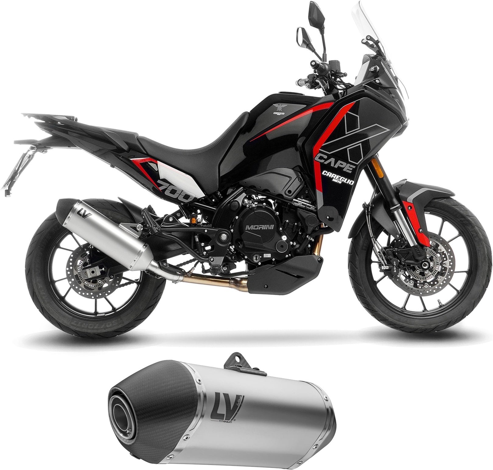 Exhaust Tip Without Sound Certification Lv-14 Stainless Steel Carbon Fiber End Cap - Leovince Compatible With Moto Morini X-Cape 700 (2025-2026)