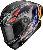 Casco Integrale Per Moto Scorpion Exo Exo-Race Air Ultra Tct / Carbon Nero Blu Arancione Move On Taglia S