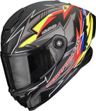 Full-Face Motorcycle Helmet Scorpion Exo Exo-Race Air Ultra Tct / Carbon Matt Black Red Yellow Move On Size S