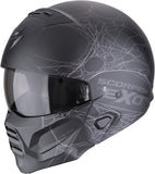 Full-Face Motorcycle Helmet Scorpion Exo Exo-Combat Ii Polycarbonate Matt Black Silver Spiderweb Size M