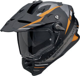 Casco Integrale Per Moto Scorpion Exo Adf-9000 Air Ultra Tct Nero Opaco Argento Arancione Feat Taglia M