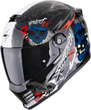 Casco Integrale Per Moto Scorpion Exo Covert Fx Ultra Tct Nero Grigio Rosso Skullz Taglia Xs