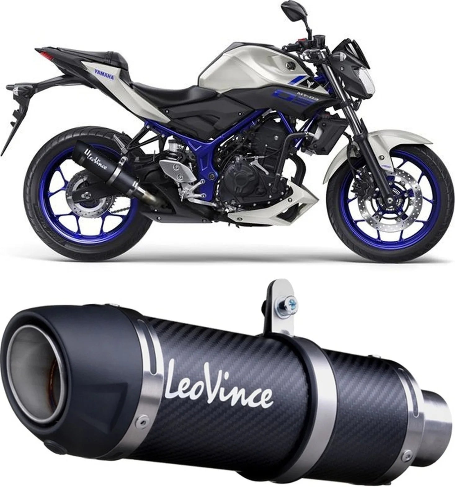 Impianto Di Scarico Completo Non Catalizzato E Senza Omologazione Suono Gp Corsa Evo Carbonio - Leovince Compatibile Con Yamaha Yzf-R25 (2014-2018)