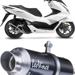 Impianto Di Scarico Completo Non Catalizzato E Senza Omologazione Suono Gp Corsa Carbonio - Leovince Compatibile Con Honda Pcx 125 (2021-2024)