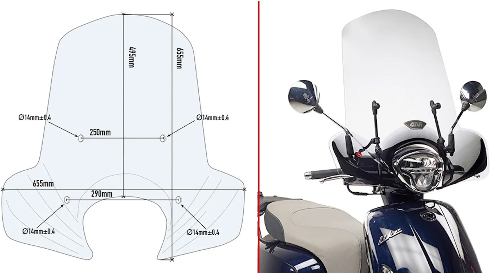 Parabrezza Trasparente - Givi Compatibile Con Kymco Like 50 - 125 - 150 (2017-2024)