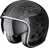 Casco Urban Per Moto Scorpion Exo Belfast Evo Carbon Carbon Fiber Nero Oro Zippy Taglia S