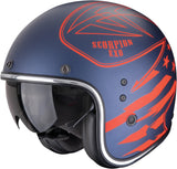Casco Urban Per Moto Scorpion Exo Belfast Evo Ultra Tct Blu Rosso Opaco Dawg Taglia Xl