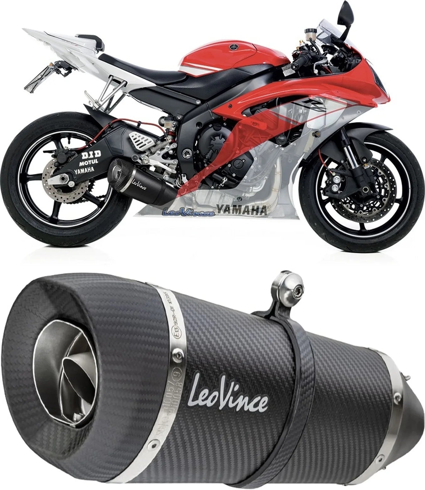 Impianto Di Scarico Completo Non Catalizzato E Senza Omologazione Suono Factory S Carbonio Fondello Carbonio - Leovince Compatibile Con Yamaha Yzf-R6 (2006-2021)