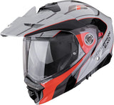 Casco Integrale Per Moto Scorpion Exo Adx-2 Polycarbonate Grigio Rosso Kamps Taglia Xs