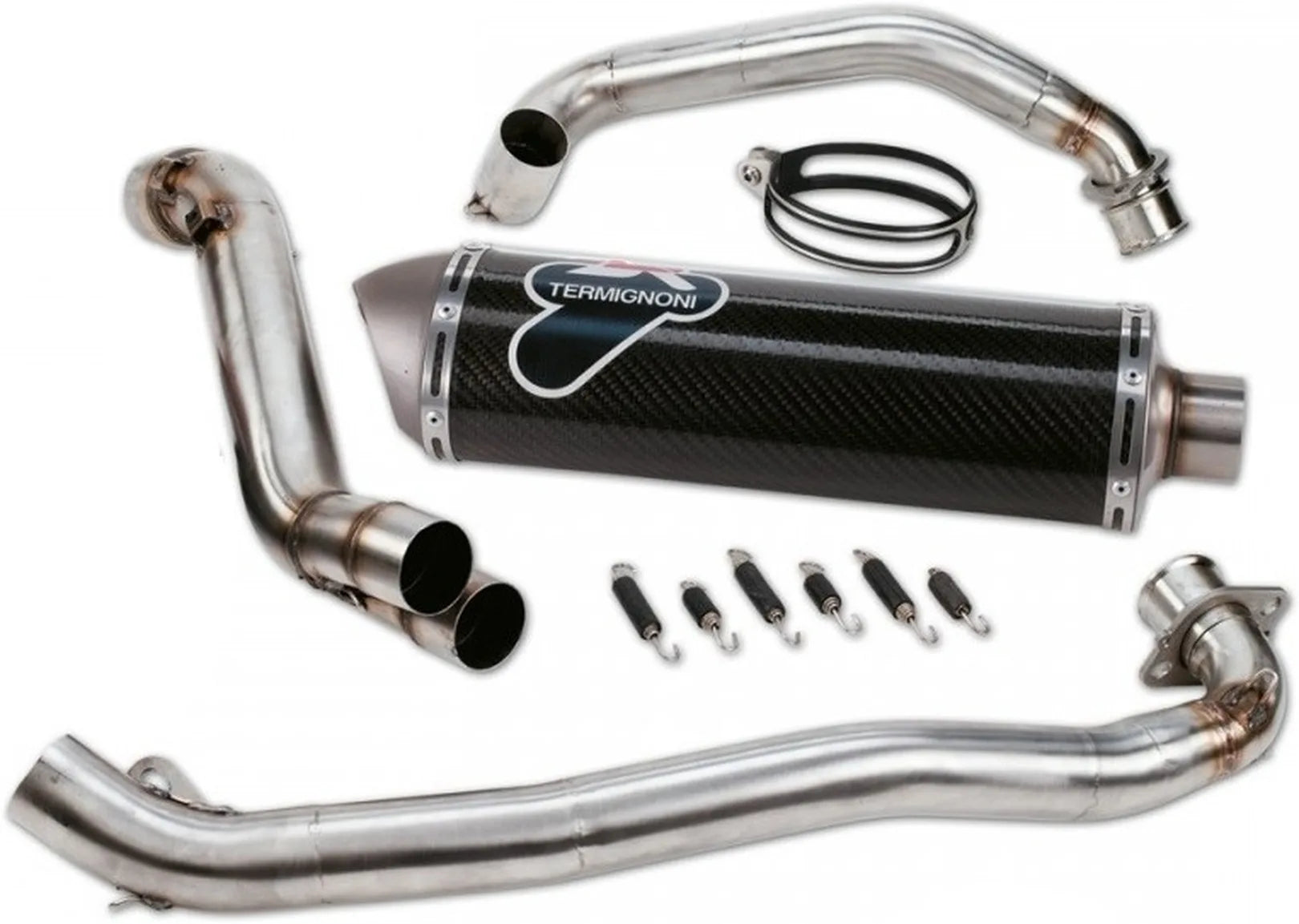 Impianto Di Scarico Completo Non Catalizzato E Senza Omologazione Suono Carbonio - Termignoni Compatibile Con Ducati Hypermotard 1100