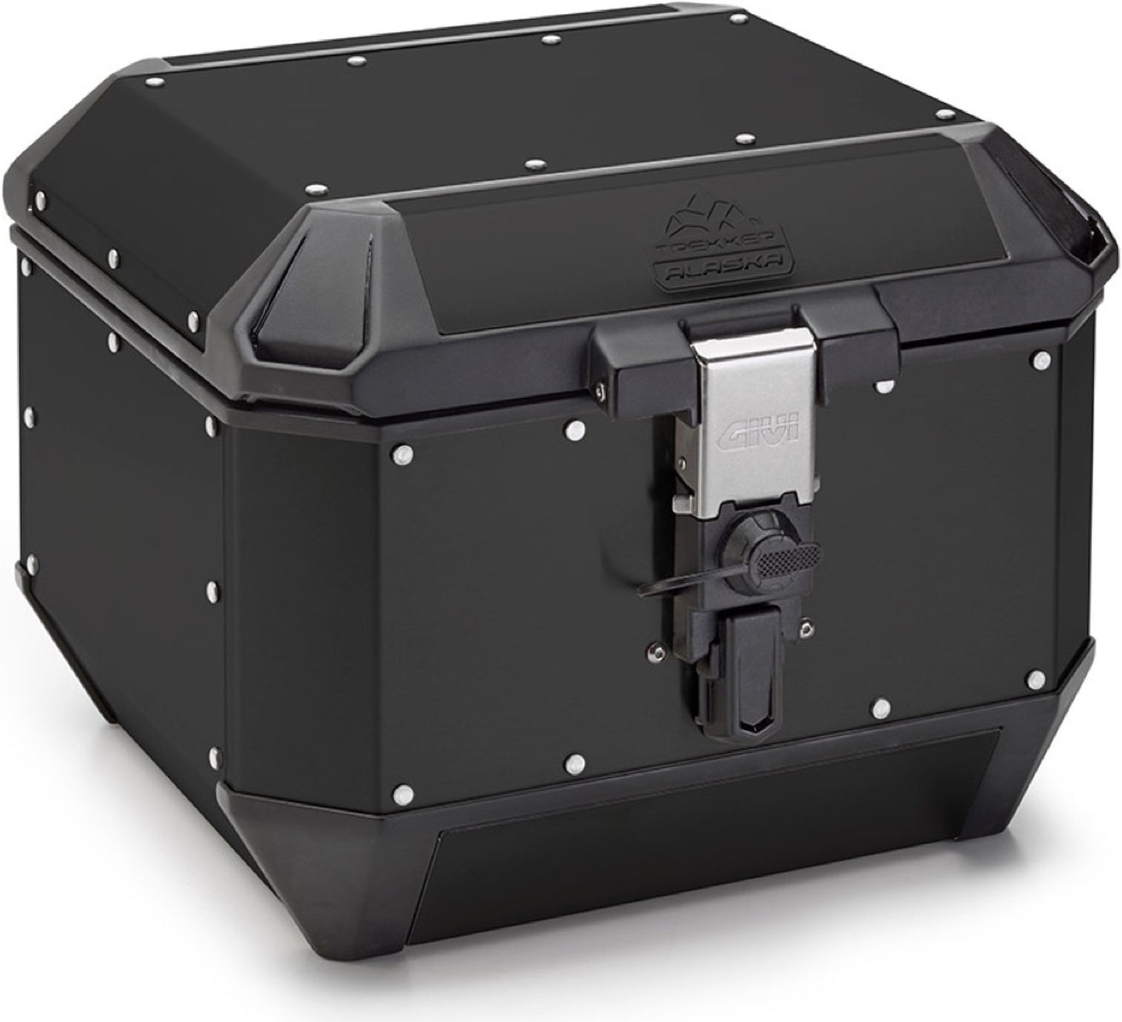 Monokey Trekker Alaska Black Aluminium Top Case - 44 Lt Trekker Alaska Aluminium - Givi Compatible With Sym Max Sym Tl 508 (2020-2024)