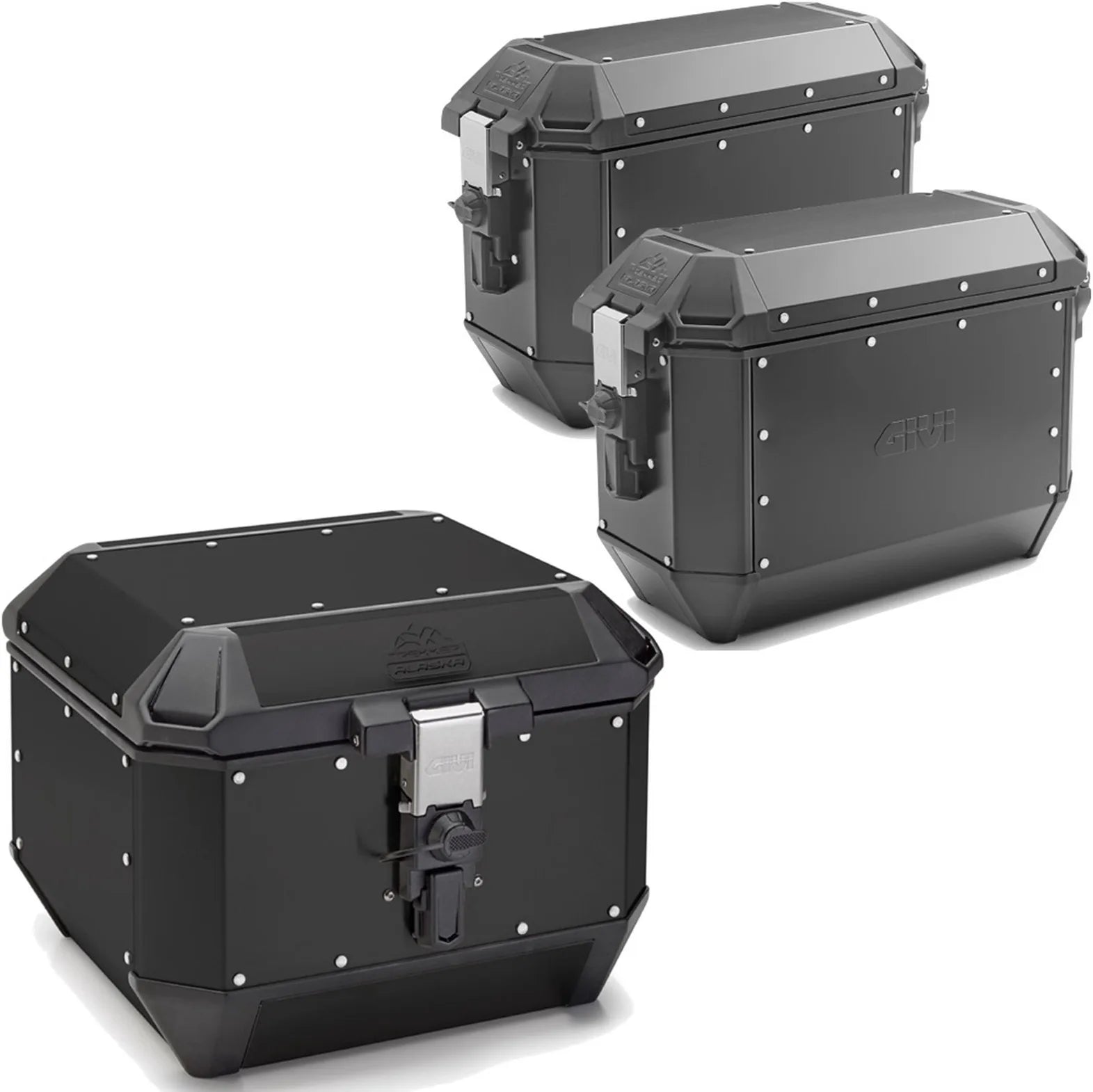 Bauletto + Valigie Laterali Trekker Alaska Alluminio Nero 116 Lt Trekker Alaska Alluminio - Givi Compatibile Con Benelli Trk 702 X (2023-2024)
