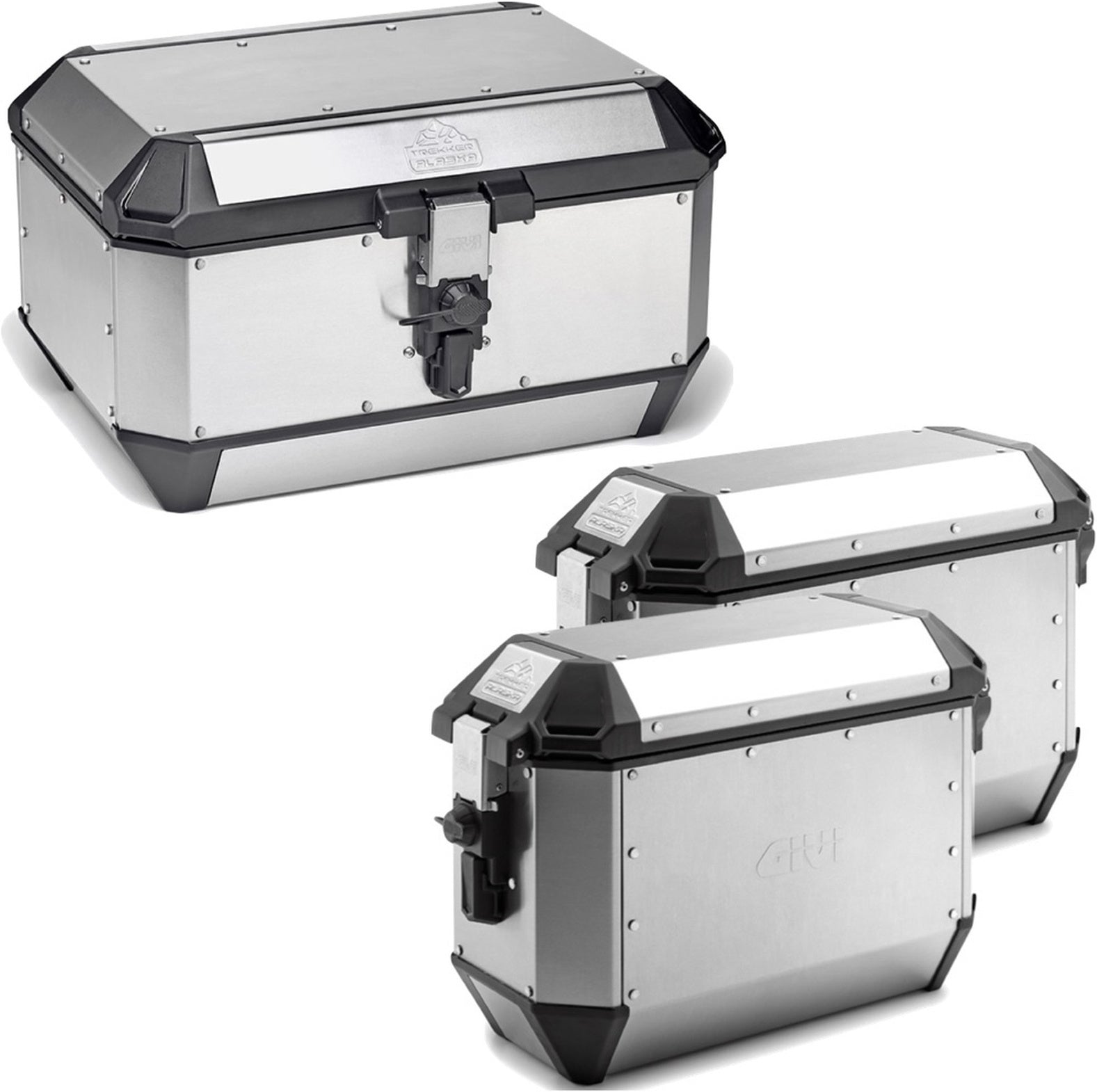 Trekker Alaska Aluminium Top Case + Side Cases - 128 Lt Trekker Alaska Aluminium - Givi Compatible With Suzuki An 650 Burgman - Executive (2013-2020)