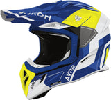 Casco Off-Road Per Moto Airoh Aviator Ace 2 - Av22S31 Composite Carbon Blu Giallo Gloss Shield Taglia S