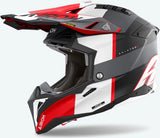 Casco Off-Road Per Moto Airoh Aviator 3 - Av3M16 Hpc Carbon Grigio Rosso Matto Monarch Taglia L