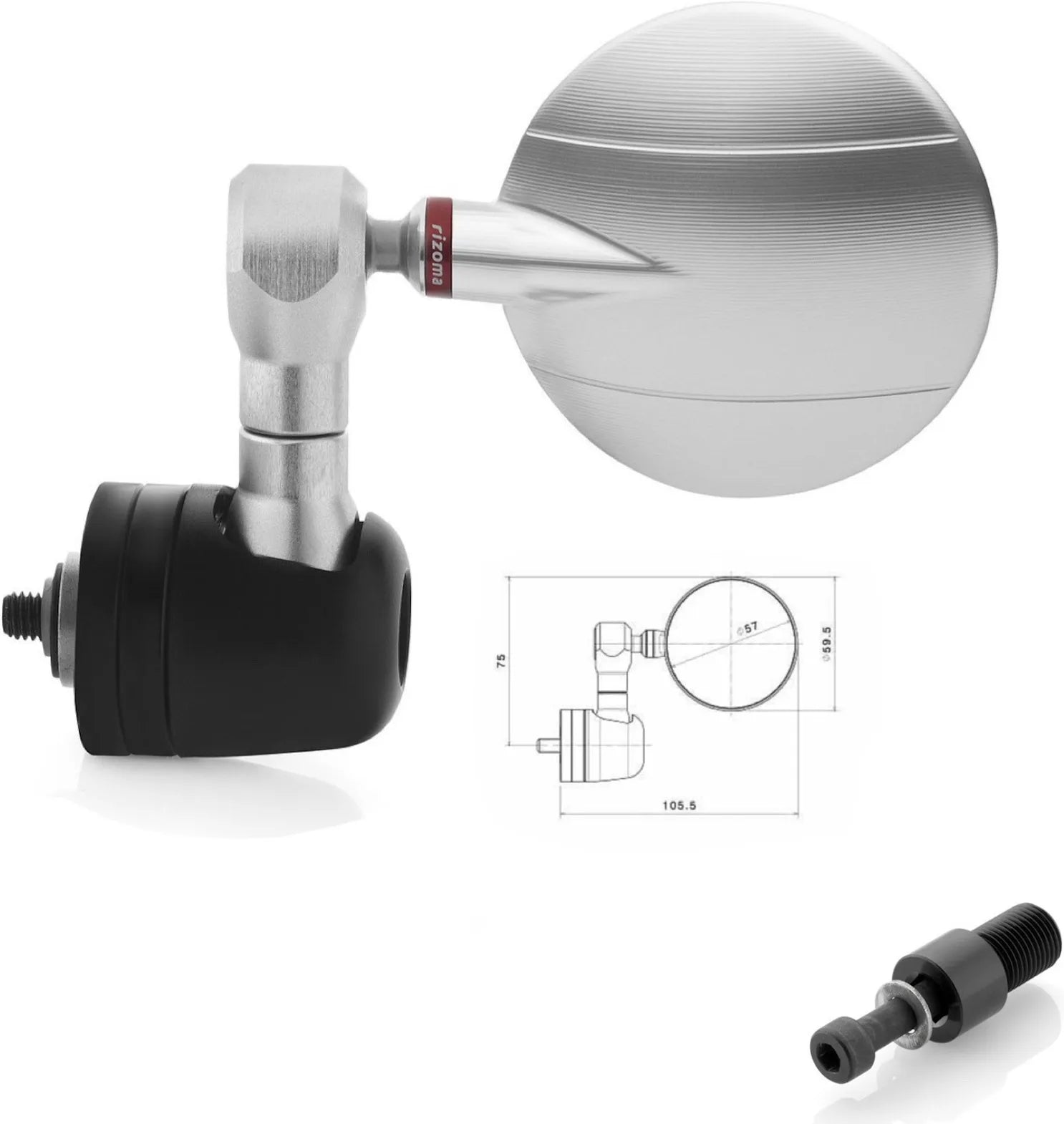Specchietto End Mount Sinistro Spy-R Ø57 - Rizoma Compatibile Con Yamaha T-Max 560 (2020)