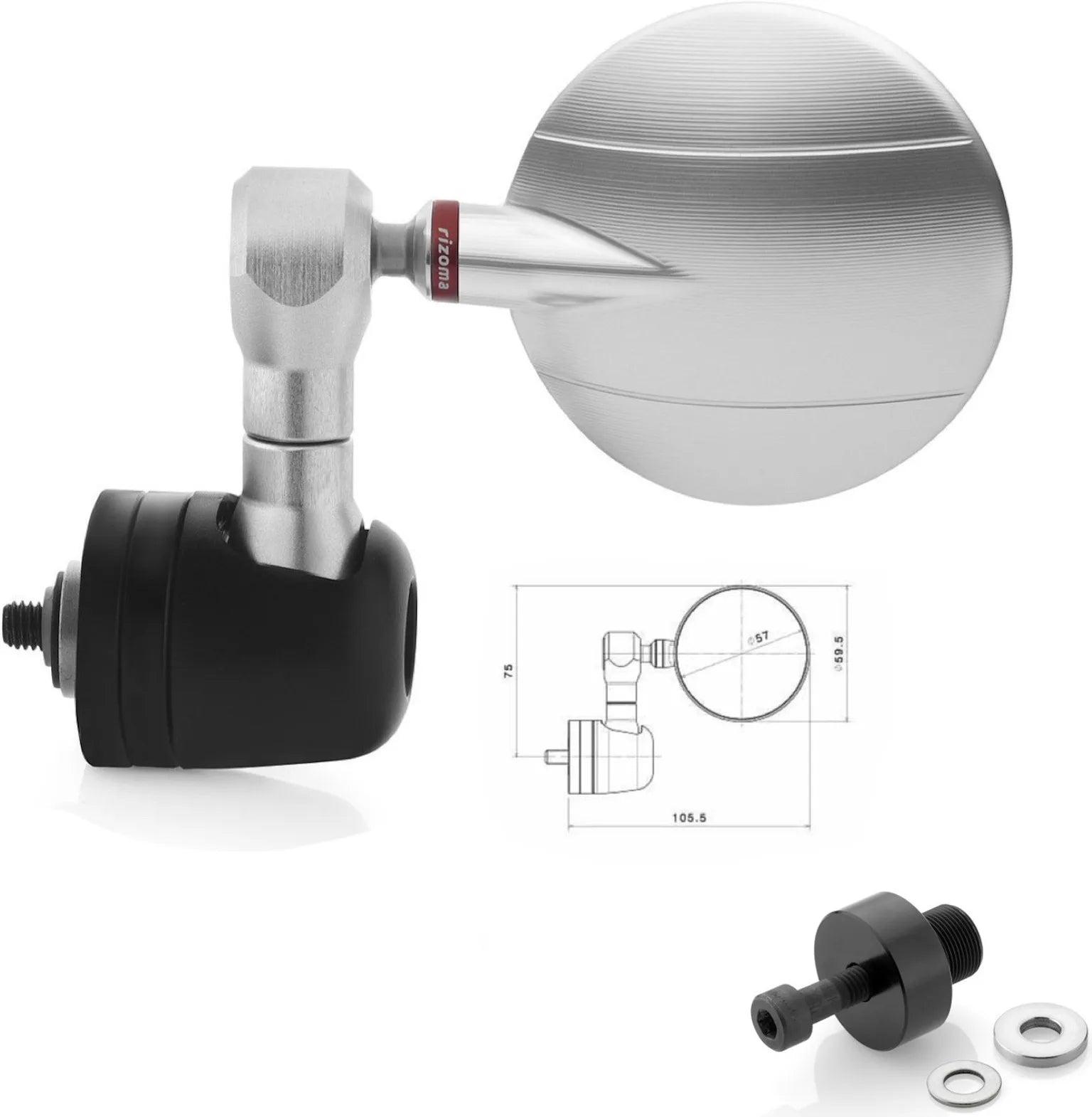 Specchietto End Mount Destro Spy-R Ø57 - Rizoma Compatibile Con Kawasaki Z 800 (2012-2016)