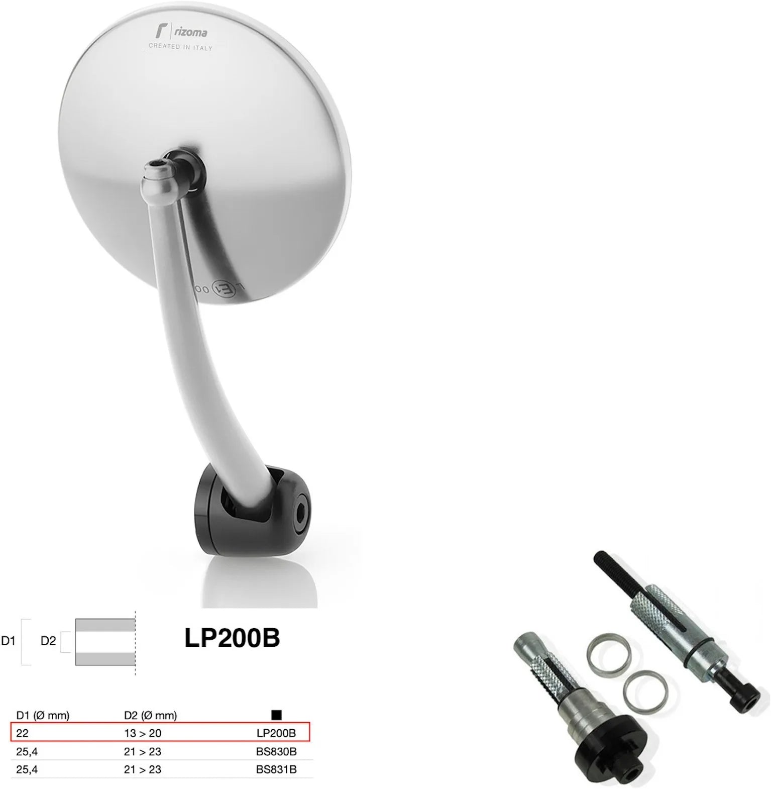 Specchietto End Mount Destro Universale Dø 22(13>20) Spirit Rs - Rizoma Compatibile Con Ktm