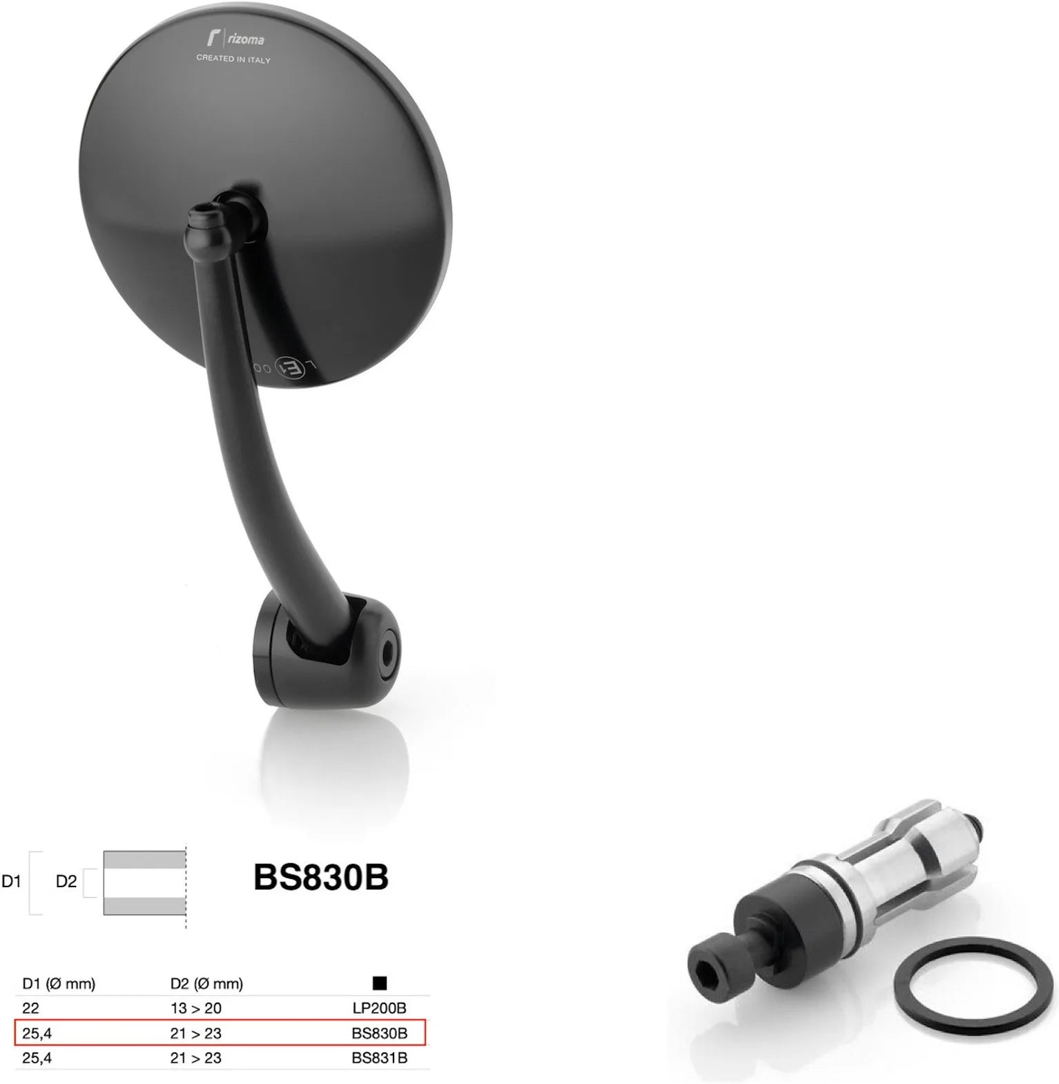 Specchietto End Mount Sinistro Universale Dø 24,5(21>23) Spirit Rs - Rizoma Compatibile Con Ktm