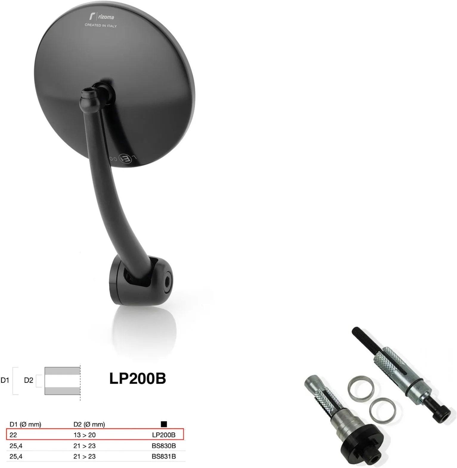 Specchietto End Mount Destro Universale Dø 22(13>20) Spirit Rs - Rizoma Compatibile Con Ktm