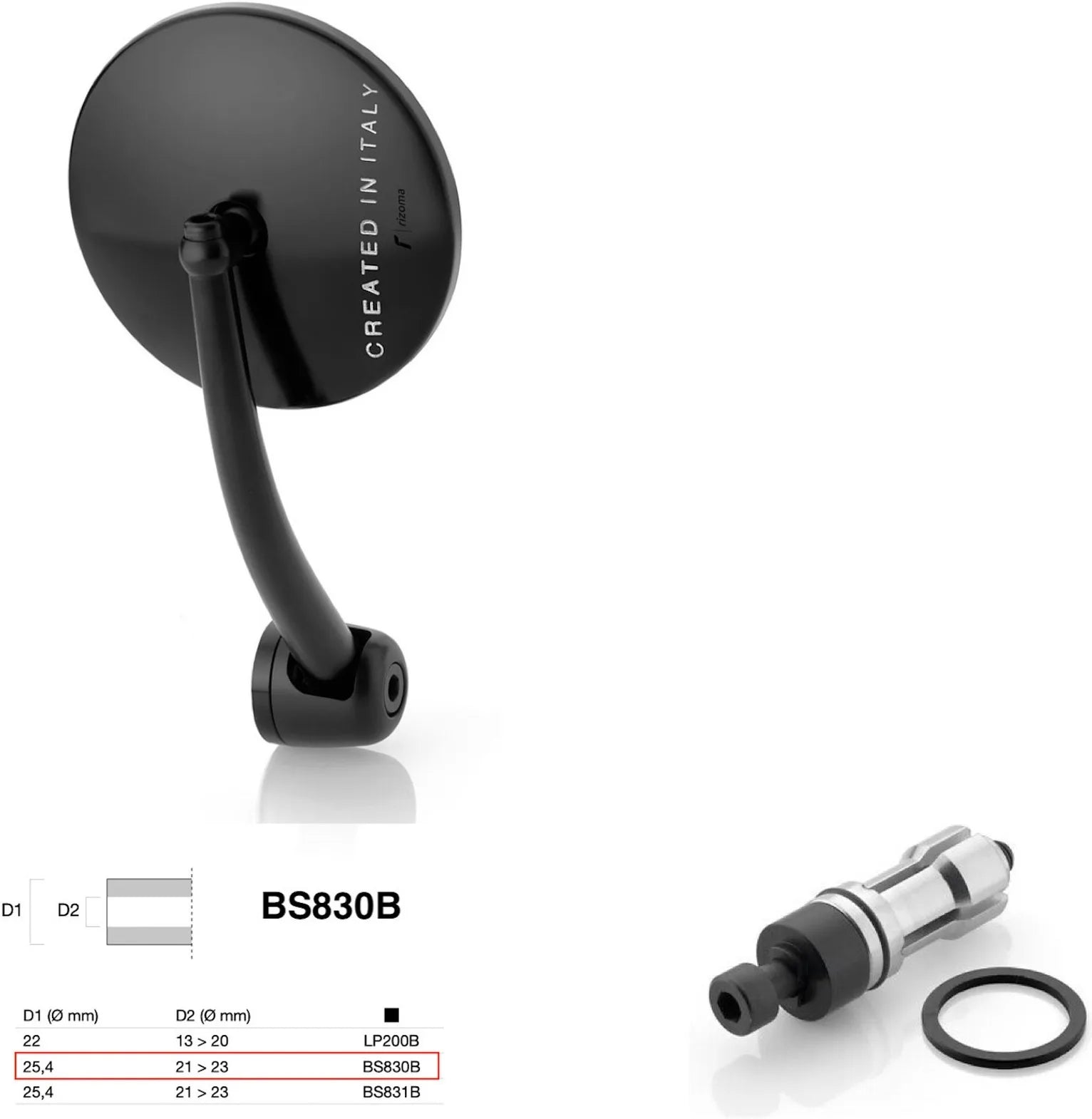 Specchietto End Mount Destro Universale Dø 24,5(21>23) Spirit Rs - Rizoma Compatibile Con Ktm