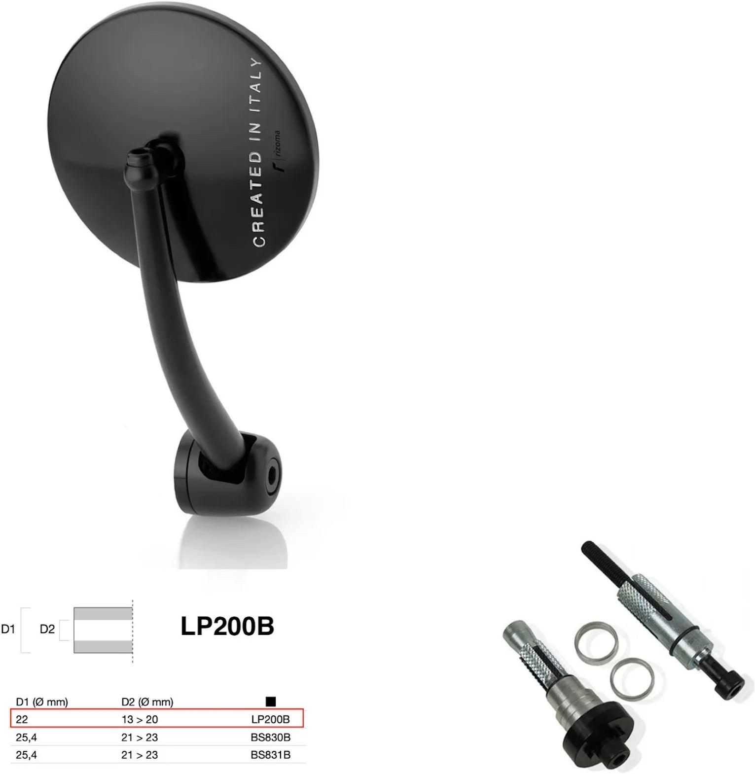 Specchietto End Mount Destro Universale Dø 22(13>20) Spirit Rs - Rizoma Compatibile Con Ktm
