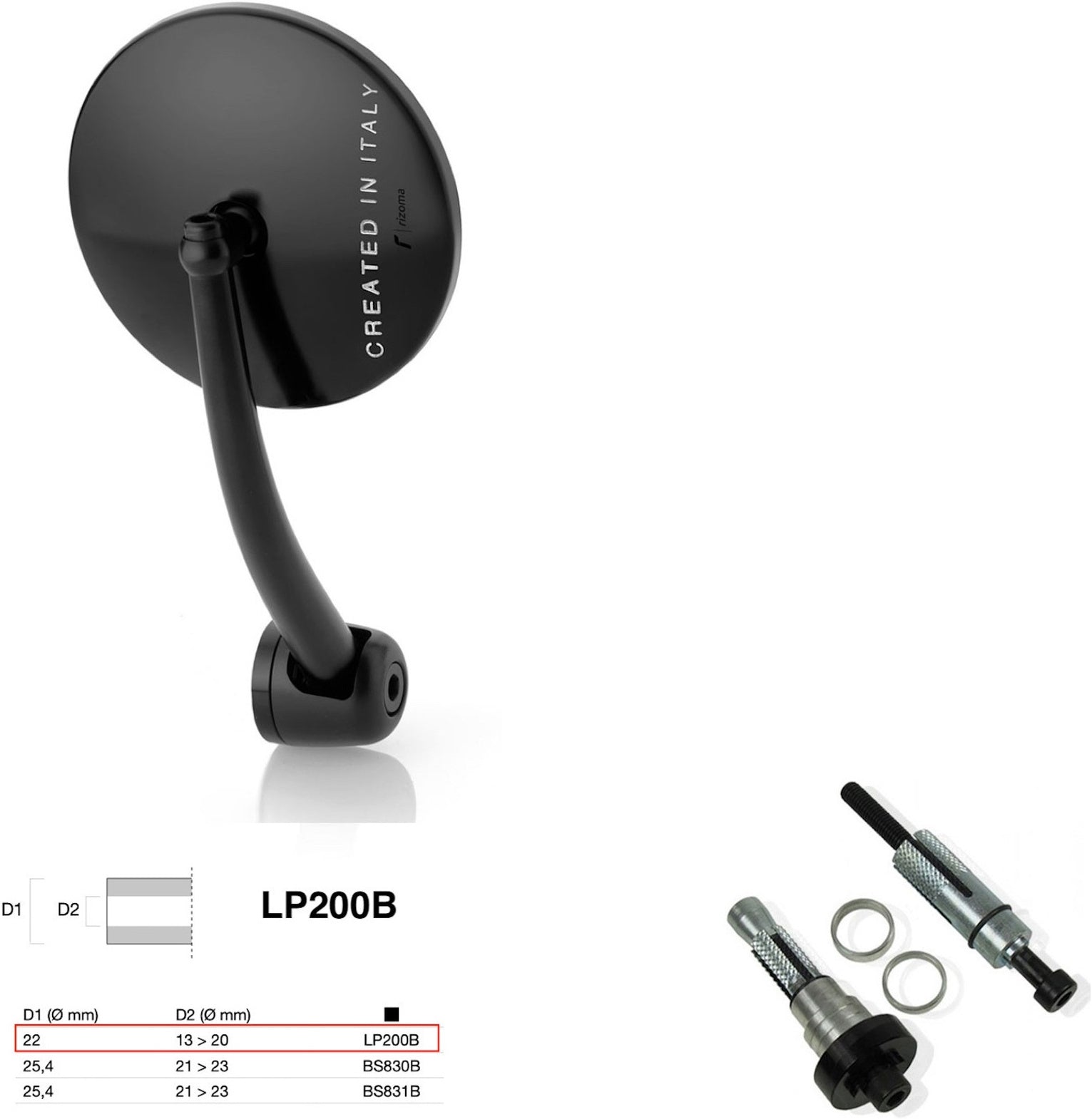 Mirror End Mount Left Universal Ø22(13>20) Spirit Rs - Rizoma Compatible With Moto Guzzi