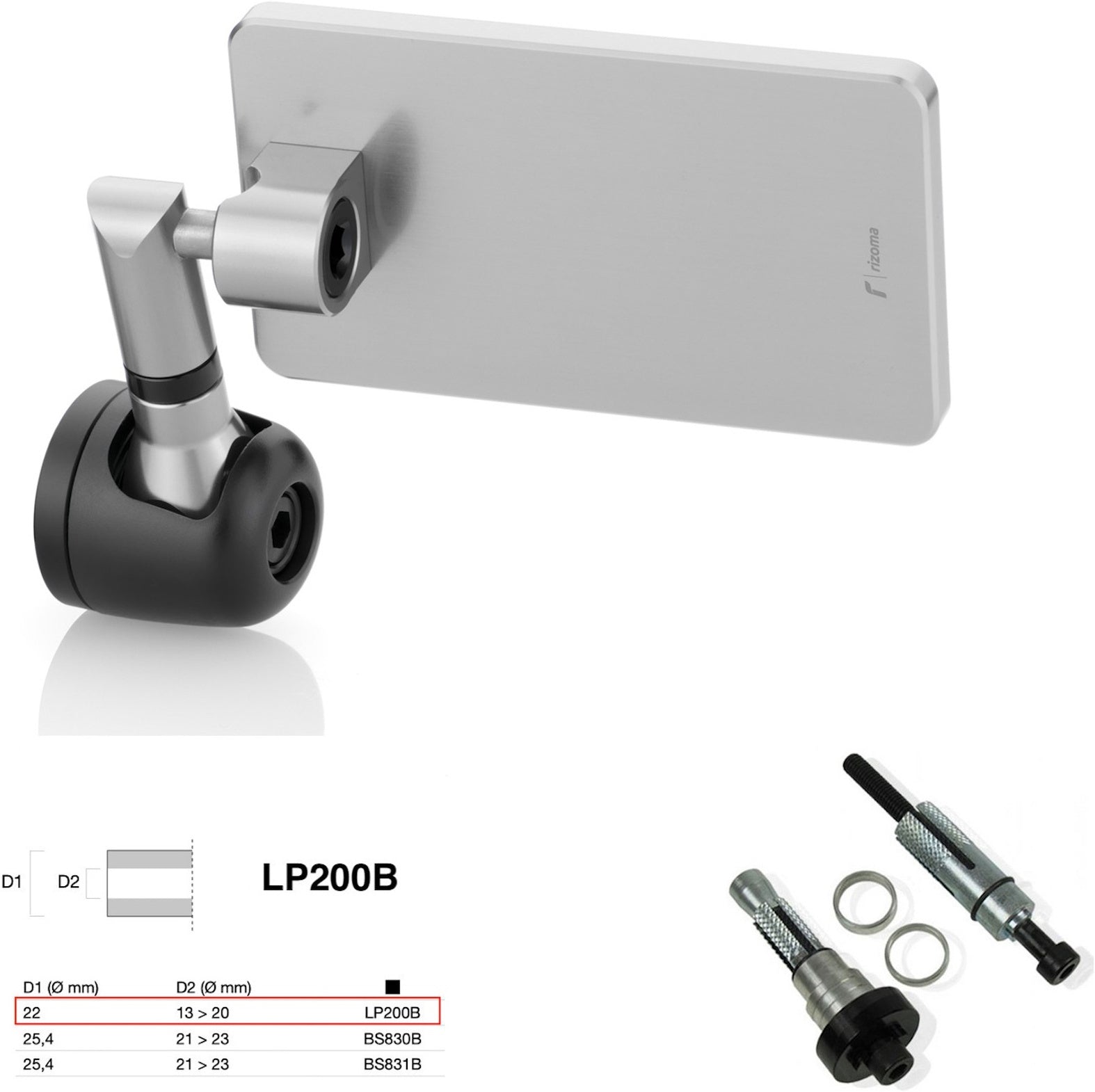 Mirror End Mount Left Universal Ø22(13>20) Quantum End - Rizoma Compatible With Moto Guzzi